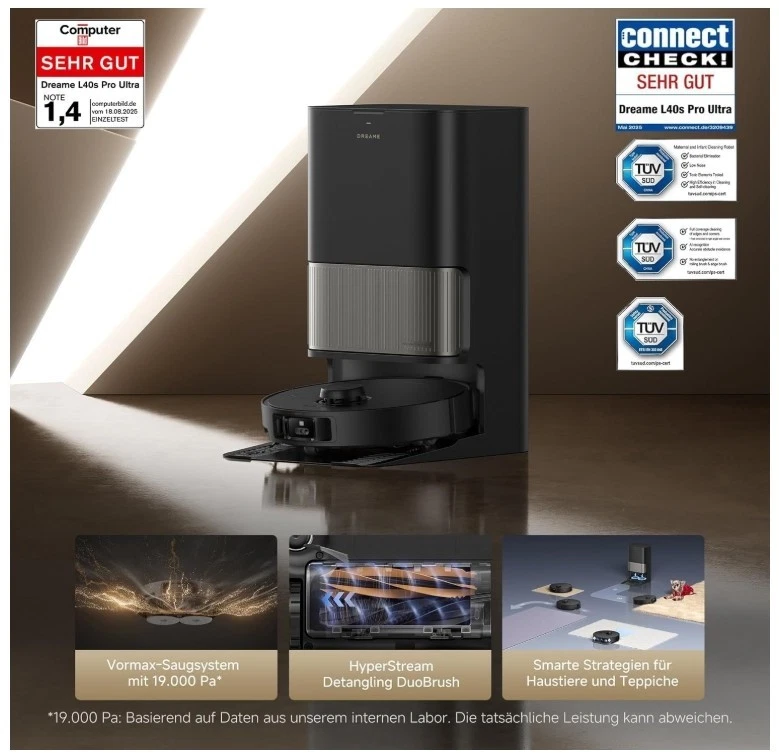 L40s Pro Ultra Saugroboter, selbstreinigende Wischmopps, 19.000 Pa Saugkraft k11 - Bild 2 von 4