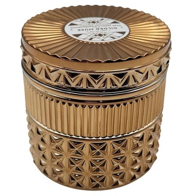 Capri Blue Gilded Muse Dark Vanilla & Sandalwood Bronze Faceted Jar Candle 11oz
