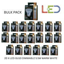 20 X TCP LED GU10 5.5W WARM WHITE DIMMABLE LAMP SPOTLIGHT DOWNLIGHT LIGHT BULB