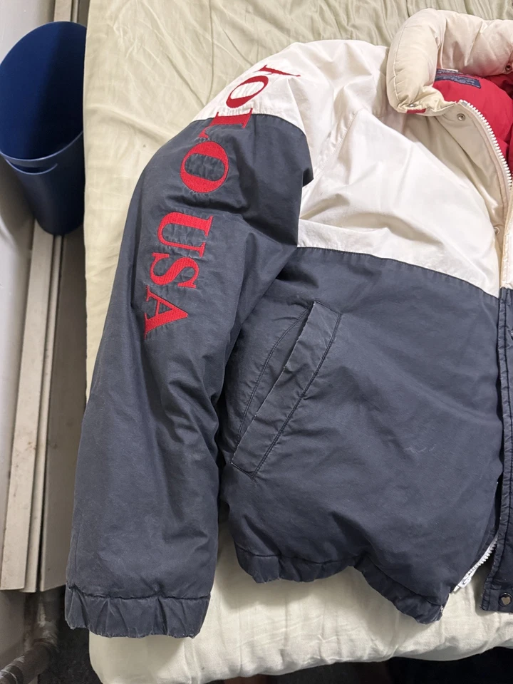 Vintage 90s Polo Ralph Lauren Color Block Cookie Goose Puffer Ski Jacket Large - Image 4 of 4