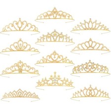 12 Pcs Tiaras Crowns Headbands for Women Girls Princess Tiara Bulk Crown Gold
