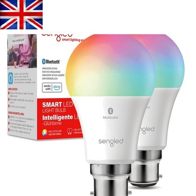 Dimmbare RGBW Smart Leuchtmittel mit Sprachsteuerung - B22, 2er Pack für Ambientebeleuchtung
