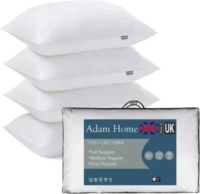 ADAM HOME Pillows Hotel Quality Bounce Back Bed Pillows (2,4pack) | Premium Quality | UK