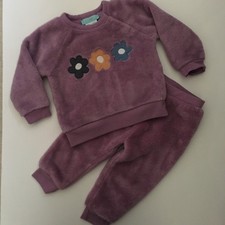 Pekkle Girls Infant Size 12M Shirt  Pants Soft Fleece Outfit 2 pc Set Floral