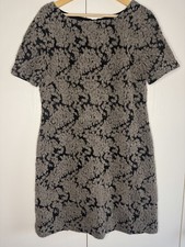 Womens Phase Eight Wool Black Grey Shift Mini Evening Dress UK 18 