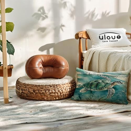  Sea Turtle Throw Pillow Case 20" x 12" (Pack of 2) Turquoise Blue