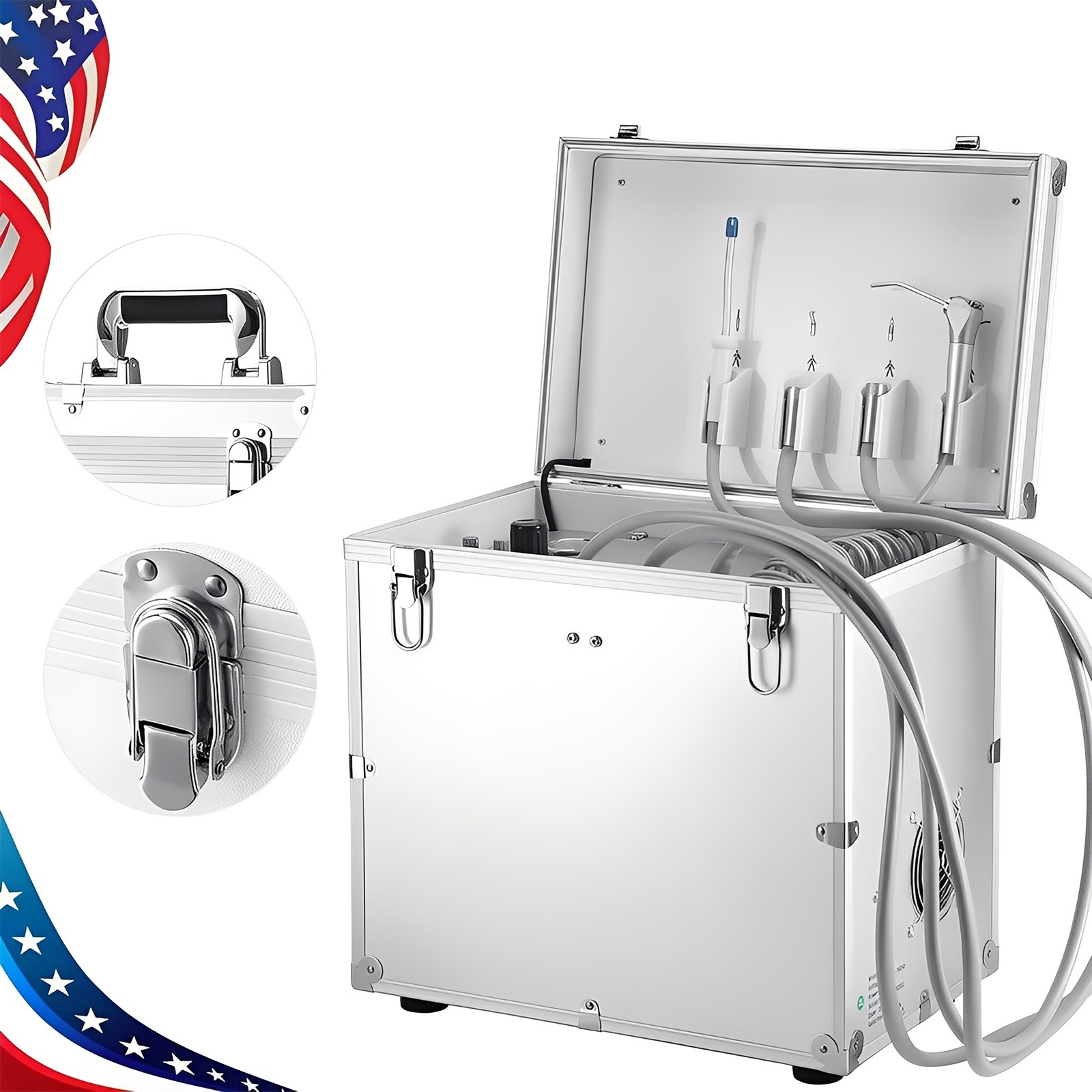 Portable Dental Mobile Delivery Unit Air Compressor Suction 4Holes 110V