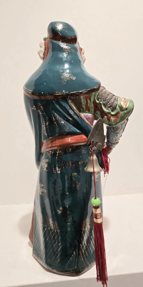 Estatua de guerrero chino Guan Yuo de colección Dios Riqueza Riqueza Espada de latón RARA Foto 4 de 4