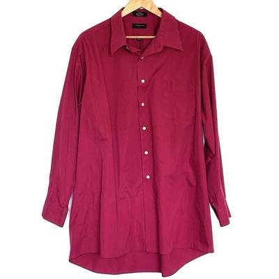 Covington Shirt Men s Size XXL Burgundy Red Button Up Long Sleeve Pocket Top 