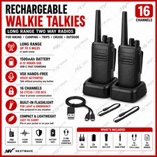 2 Pack Set Long Range Walkie Talkie Mile Two Way Radio Charge Waterproof Best