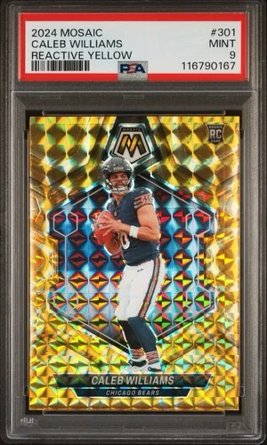 2024 Panini Mosaic - Rookies Caleb Williams #301 Reactive Yellow Mosaic PSA 9