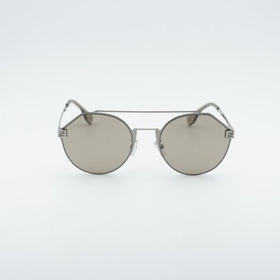 NEW Fendi FE40060U Silver Logo Mirror Round Unisex Sunglasses Fendi FE40060U 16G Sunglasses Silver Round Frame - stein  main image 4