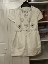 Short Pique rhinestone Beaded white Wedding Dress short sleeves  12/14 NWOT