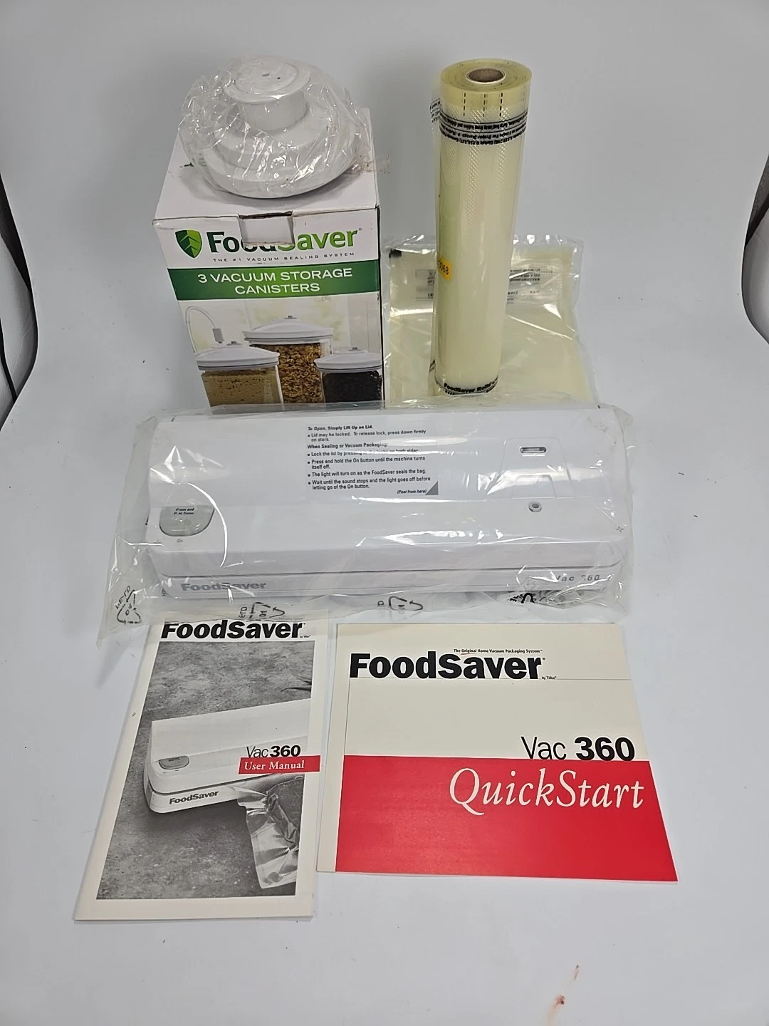 FoodSaver Vac model 360 Food Vacuum Sealer With Bags & instructions + Canisters