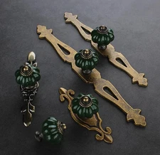 Dark green Pumpkin Ceramic Antique Cabinet Handle Furniture Ceramic Handle