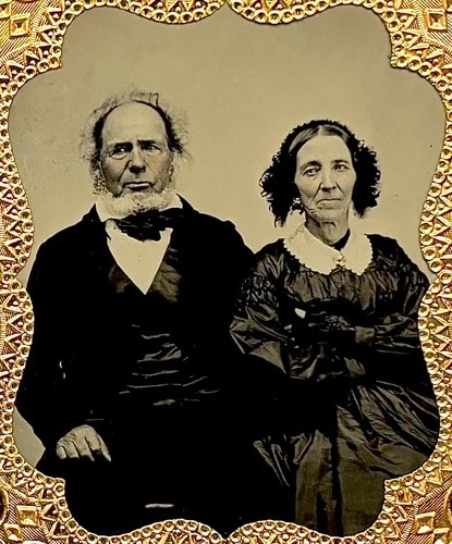 1/6 Plate Tintype - Older Couple - Desirable Thermoplastic Union Case