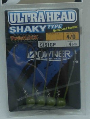 Owner 5151GP-034 Shaky Head JigHead TwistLock CPS Spring 3/16oz GreenPKN 4/0 4CT