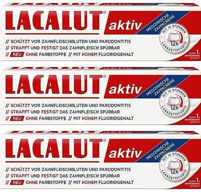 LACALUT aktiv Zahnpasta Zahncreme Zahnpflege & Zahnfleischpflege 3x 100ml NEU