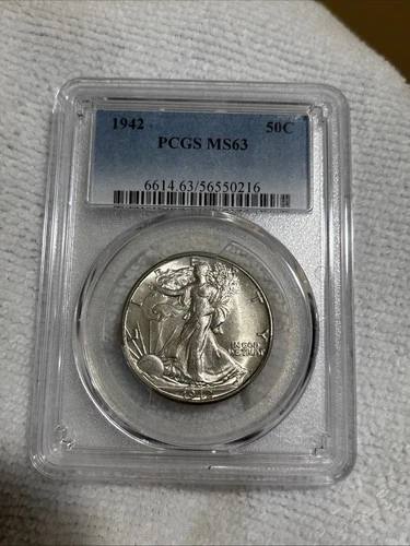 GRADED 1942 Walking Liberty Half Dollar PCGS MS 63 Silver American Coin
