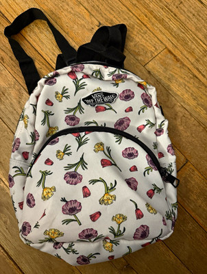 VANS Off The Wall Floral Mini Backpack White Purple Yellow