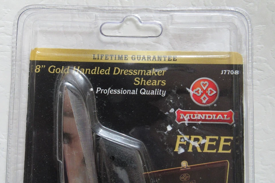 Mundial Dressmaker Shears Classic Forged Gold Handled 8" Vintage New - Image 3 of 4