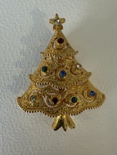 Weihnachtsbaum Brosche Weihnachtsschmuck Vergoldet Von JJ