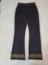 Derek Heart Vintage Y2K 00s Women's Metallic Embroidered Black Flare Pants SizeL