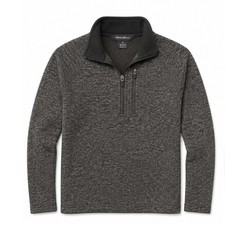 Eddie Bauer Womens Gray Marl Quarter Zip Fleece Pullover Sweater Jacket Medium