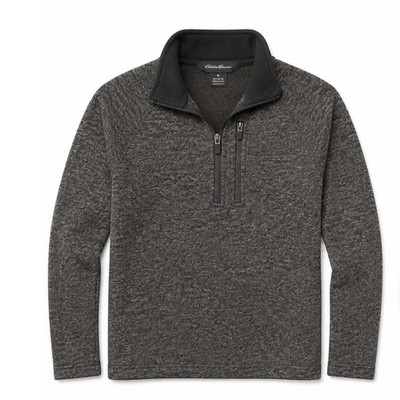 Eddie Bauer Womens Gray Marl Quarter Zip Fleece Pullover Sweater Jacket Medium