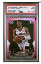 2022 Bowman University Chrome 1st- Brandon Miller #80 Pink Refractor (RC) PSA 9!