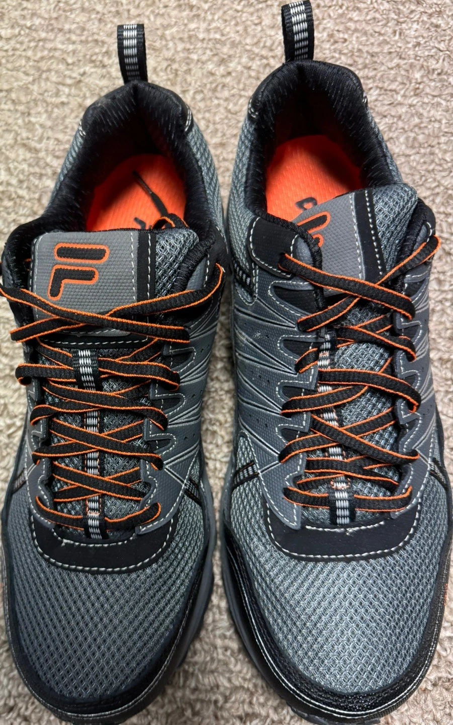 FILA All Terrain Trail Running Sneakers Shoes Mens Size 11 GREY/ORANGE New