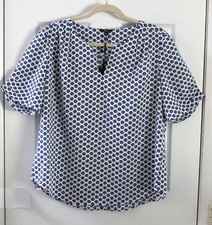 Milcumo Blue and White Geometric Blouse Top XL $54.00