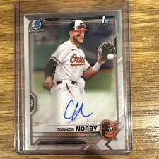 2021 Bowman Draft Chrome Draft Pick Auto Connor Norby #CDA-CN Baltimore Orioles