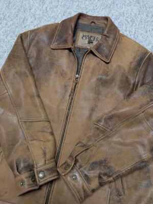 vintage 1990s leather jacket XL patina SHEEPSKIN motorcycle BOMBER