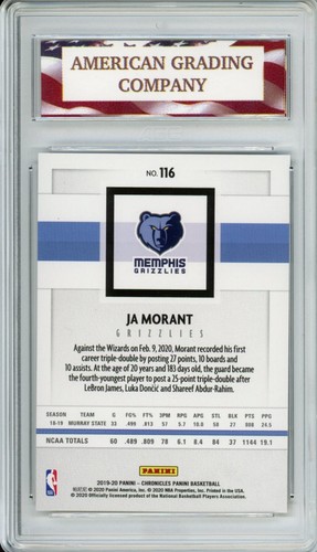 2019 Chronicles #116 Ja Morant AGC 10 Gem Mint Young Dolph Grizzlies RC Pink - Picture 2 of 2