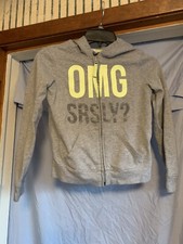 Old Navy Girls Gray Hooded Jacket Full-Zip Hoodie Size 8 M