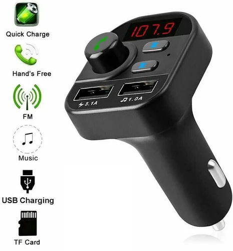 Bluetooth FM Transmitter Wireless Adapter MP3 Radio Car 2-Port USB Charger - Picture 7 of 24