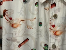 Hawaiian Shirt  XXL Pin-Up Girls Cigars Martini Olives Bikinis Junction West 2XL