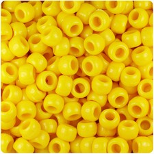BeadTin Bright Yellow Opaque 9mm Barrel Pony Beads 500pcs 