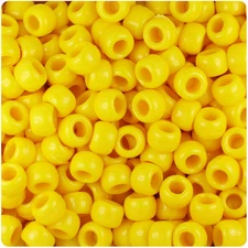 BeadTin Bright Yellow Opaque 9mm Barrel Pony Beads (500pcs)