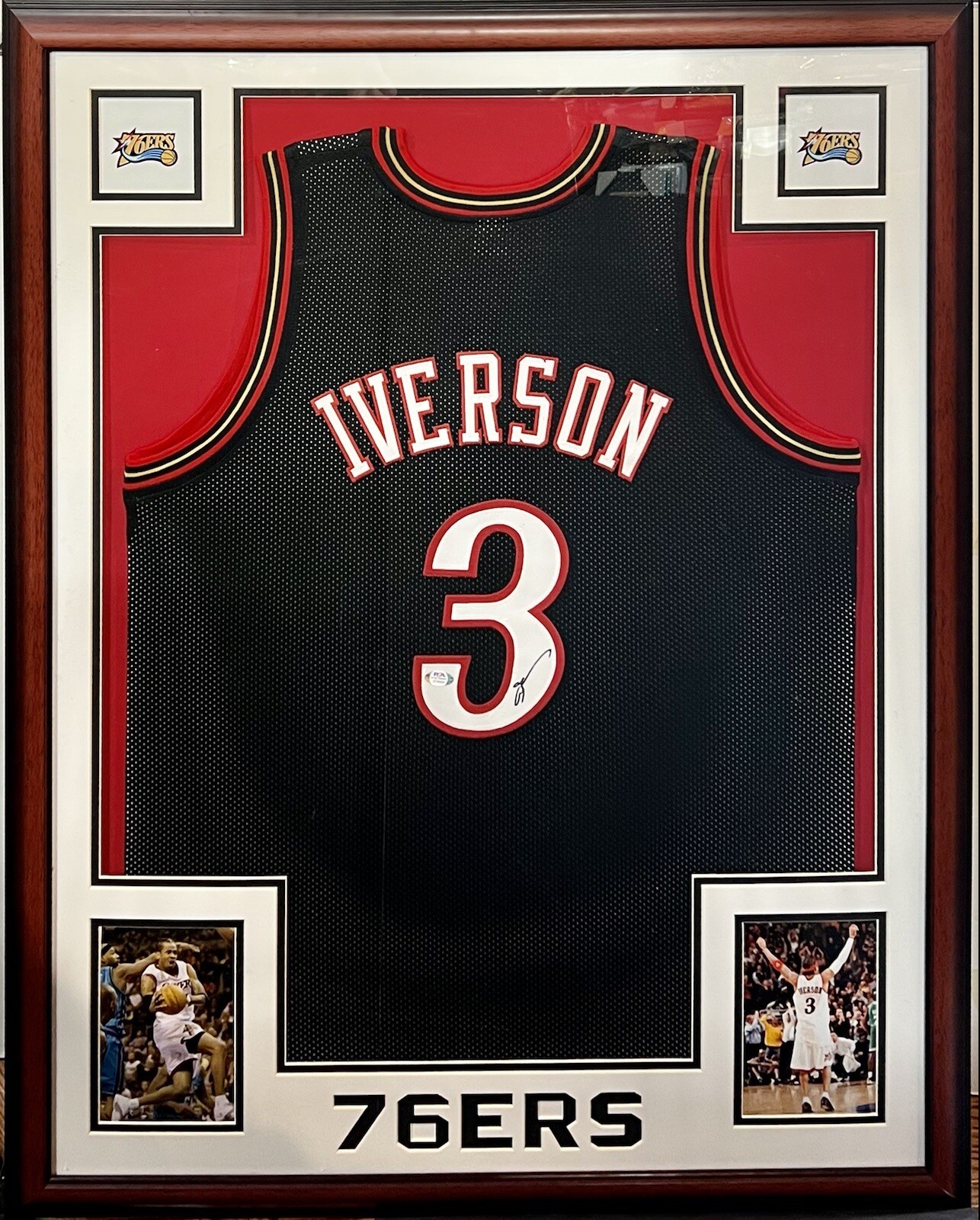 Allen Iverson Signed 76ers Black Camo M&N Basketball Jersey PSA/DNA