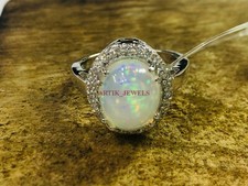 Natürlich Feuer Opal Edelstein Mit 925 Sterlingsilber Ring für Damen #4395