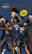 2001 WASHINGTON MYSTICS WNBA BASKETBALL POCKET SCHEDULE 
