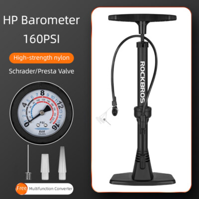 #ad ROCKBROS Bicycle Air Pump 160PSI High Pressure Barometer Pump Schrader Presta $28.02