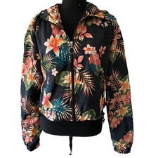 New Look Supreme Women's Windbreaker Hooded Hawaiian Floral Size M