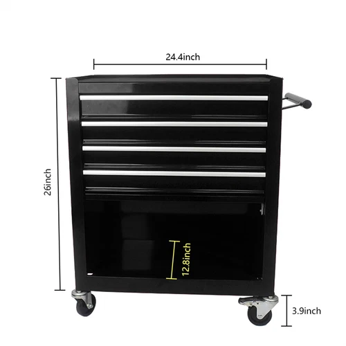 4 Drawers Rolling Tool Box Cart Chest Tool Garage Storage Cabinet with Wheels US - Picture 35 of 36