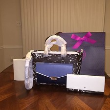 NWT Tory Burch T-Lock Printed Patent E/W Tote in Tabora A/Harbor