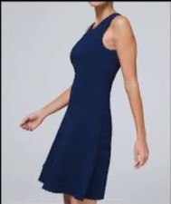 White House Black Market Women’s Navy Sleeveless Crocheted Shift Dress Size XS