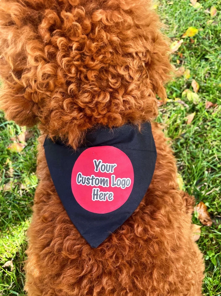 BANDANA PARA PERRO SOBRE EL CUELLO LOGOTIPO PERSONALIZADO O TEXTO BUFANDA PARA MASCOTAS ROPA Foto 4 de 4