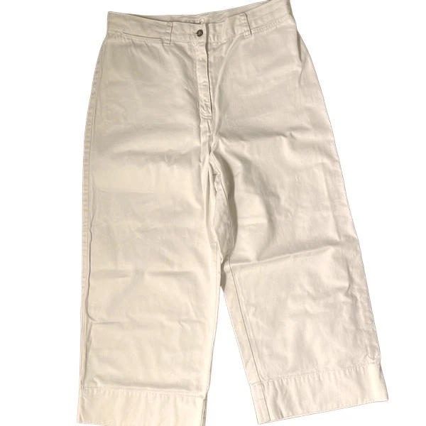 Jones New York Sport Womens Cropped Pants Capri High Rise Cotton Beige Size 10